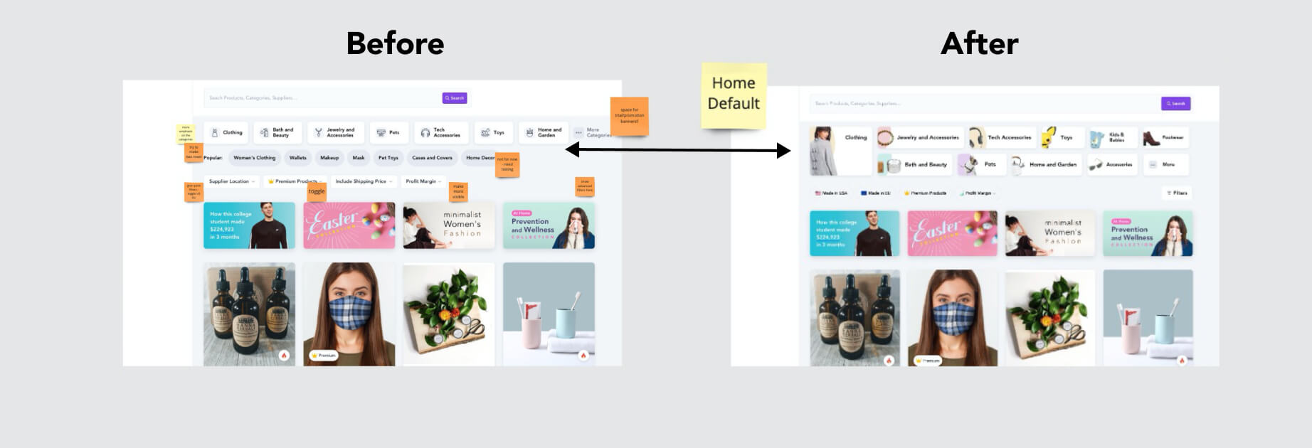 Header Design before/after
